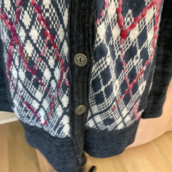 Free People Foxtrot Argyle Wool Blend Cardigan Grandpa Grunge Sweater XS British - Picture 8 of 16